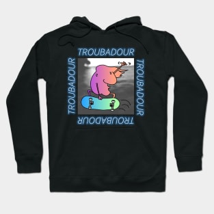 Troubadour shiny skateboard Hoodie